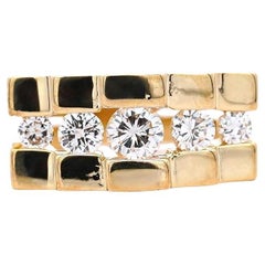 0.8 Carat Round F-G/SI1SI2 Channel Set Diamond in 14K Yellow Gold Statement Ring