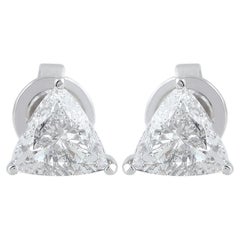 0.8 Carat SI Clarity HI Color Trillion Diamond Stud Earrings 18 Karat White Gold