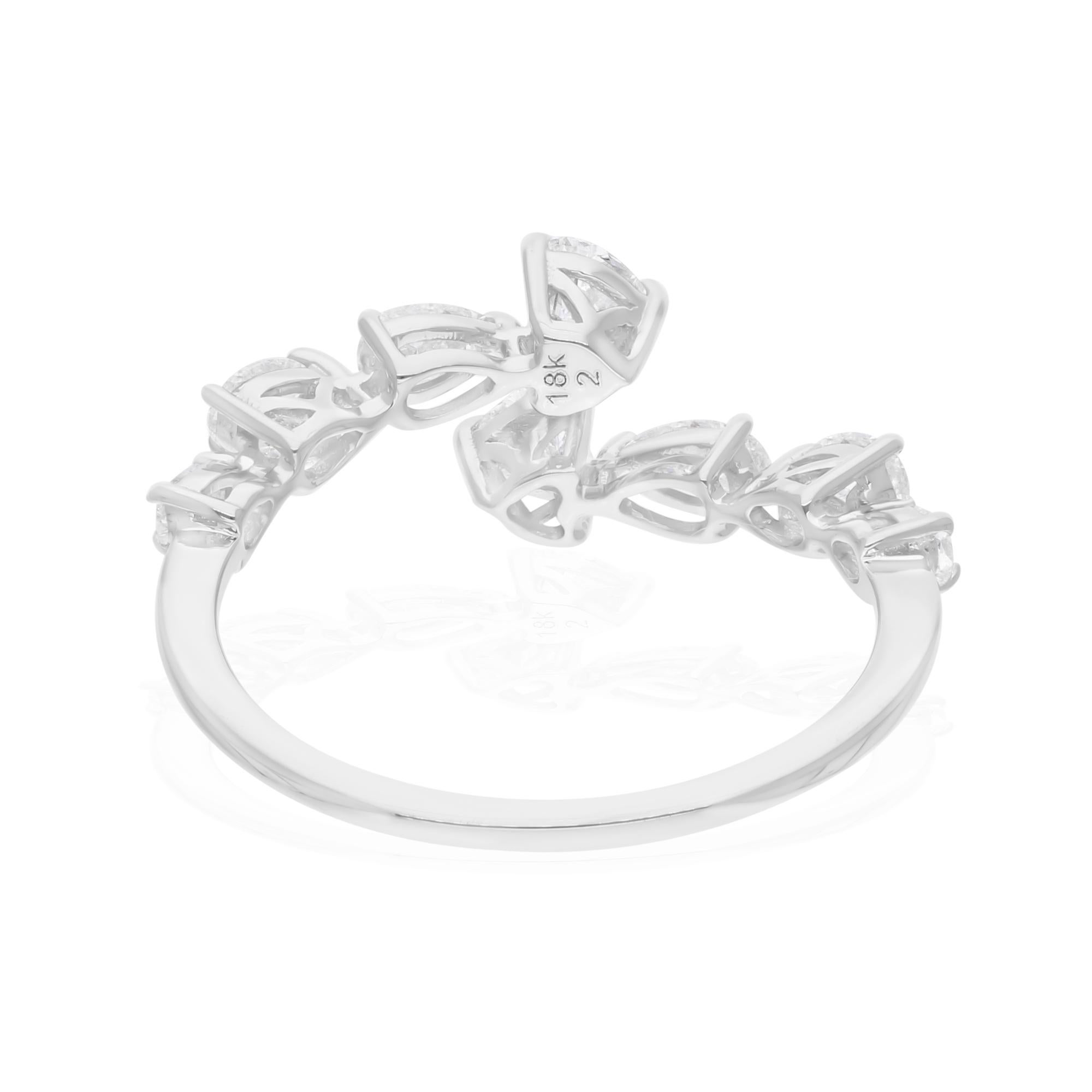 Pear Cut 0.8 Carat SI/H Heart Pear Brilliant Cut Diamond Wrap Ring 14 Karat White Gold For Sale