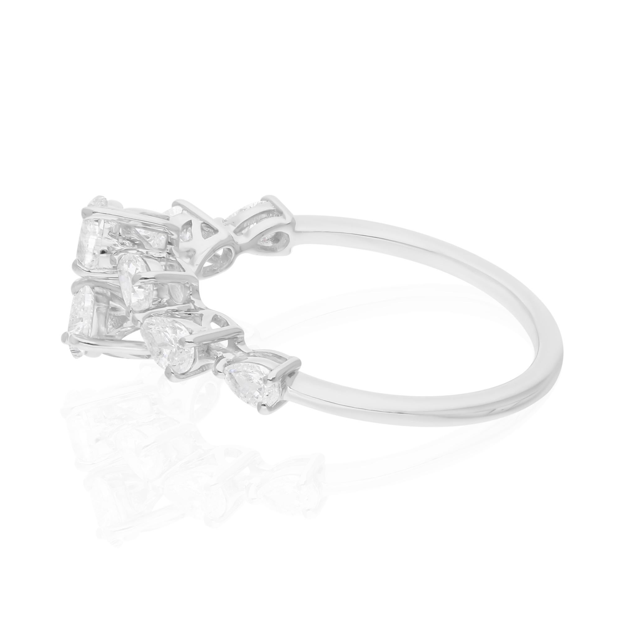 0.8 Carat SI/H Heart Pear Brilliant Cut Diamond Wrap Ring 14 Karat White Gold In New Condition For Sale In Diera, Dubai