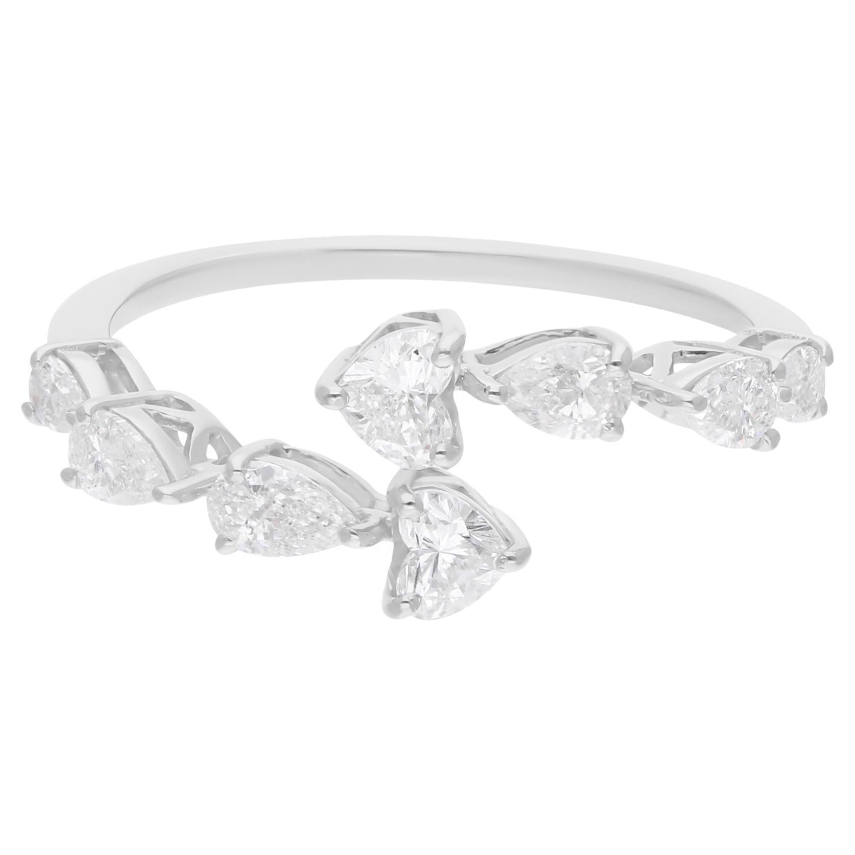 0.8 Karat SI/H Herz birnenförmiger Brillantschliff Diamant-Wickelring 14 Karat Weißgold