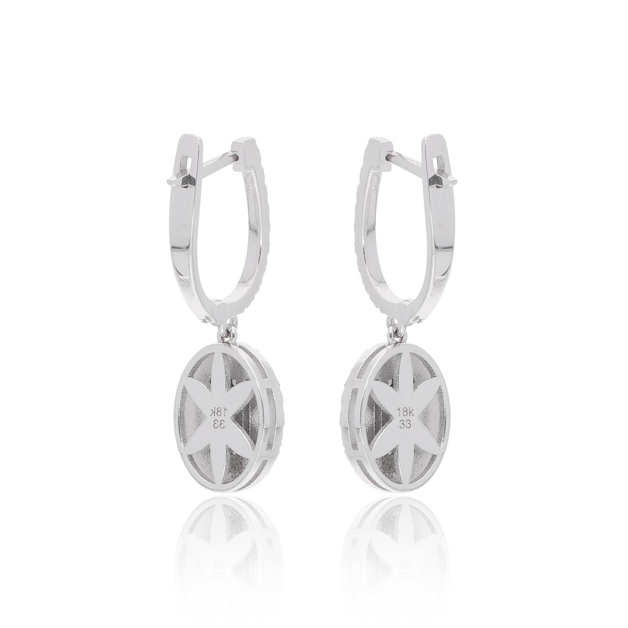 Women's 0.8 Carat SI/HI Baguette Diamond Lever Back Earrings 14 Karat White Gold Jewelry For Sale