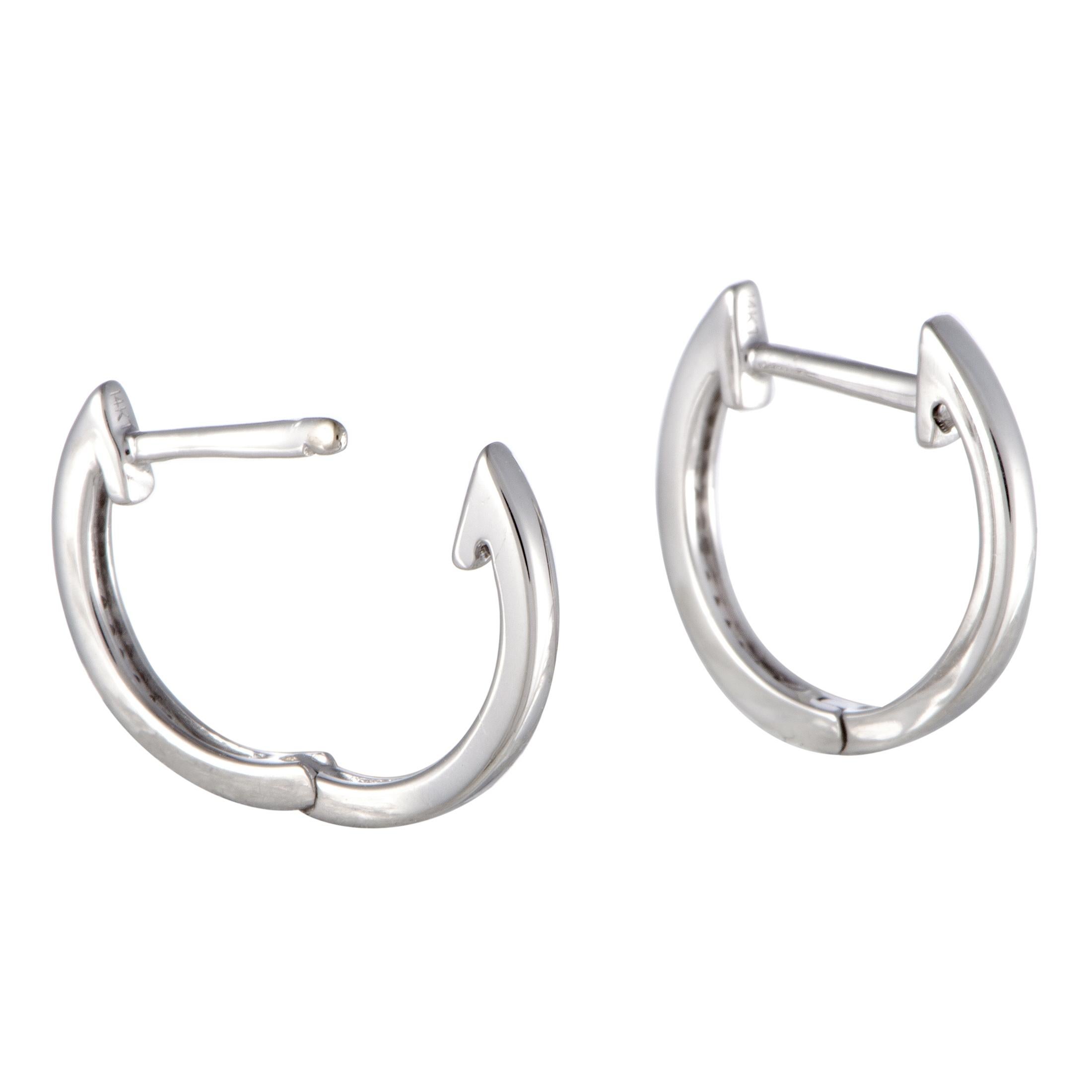 Women's .08 Carat Small White Gold Diamond Hoop Earrings
