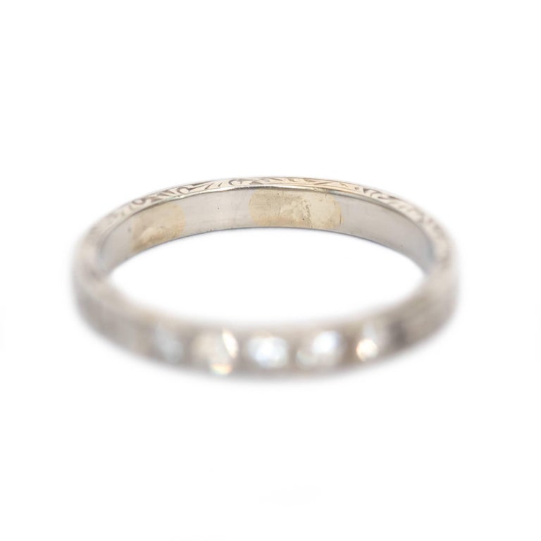 1940s Art Deco 18K White Gold and Diamond Wedding Band For ...