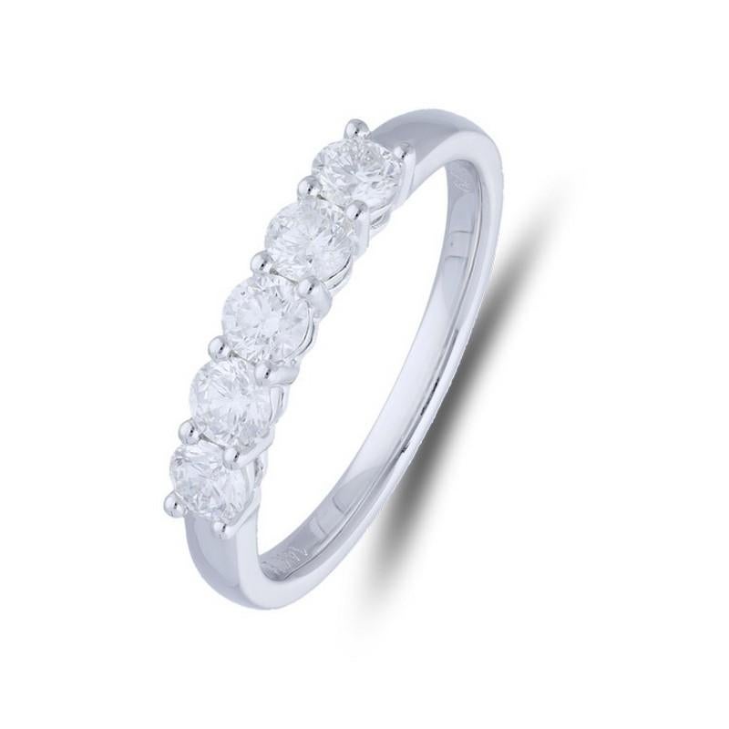 Diamonds: Five meticulously selected excellent round diamonds grace this wedding ring, each set securely in a delicate micro pave setting, creating a continuous and delicate shimmer. The total carat weight of 0.8 carats ensures a captivating and