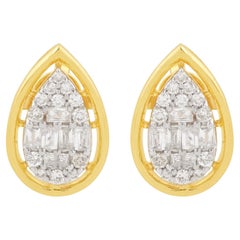 0.8 Ct. Boucles d
oreilles en or jaune 10 carats avec diamant baguette de couleur HI et pureté SI