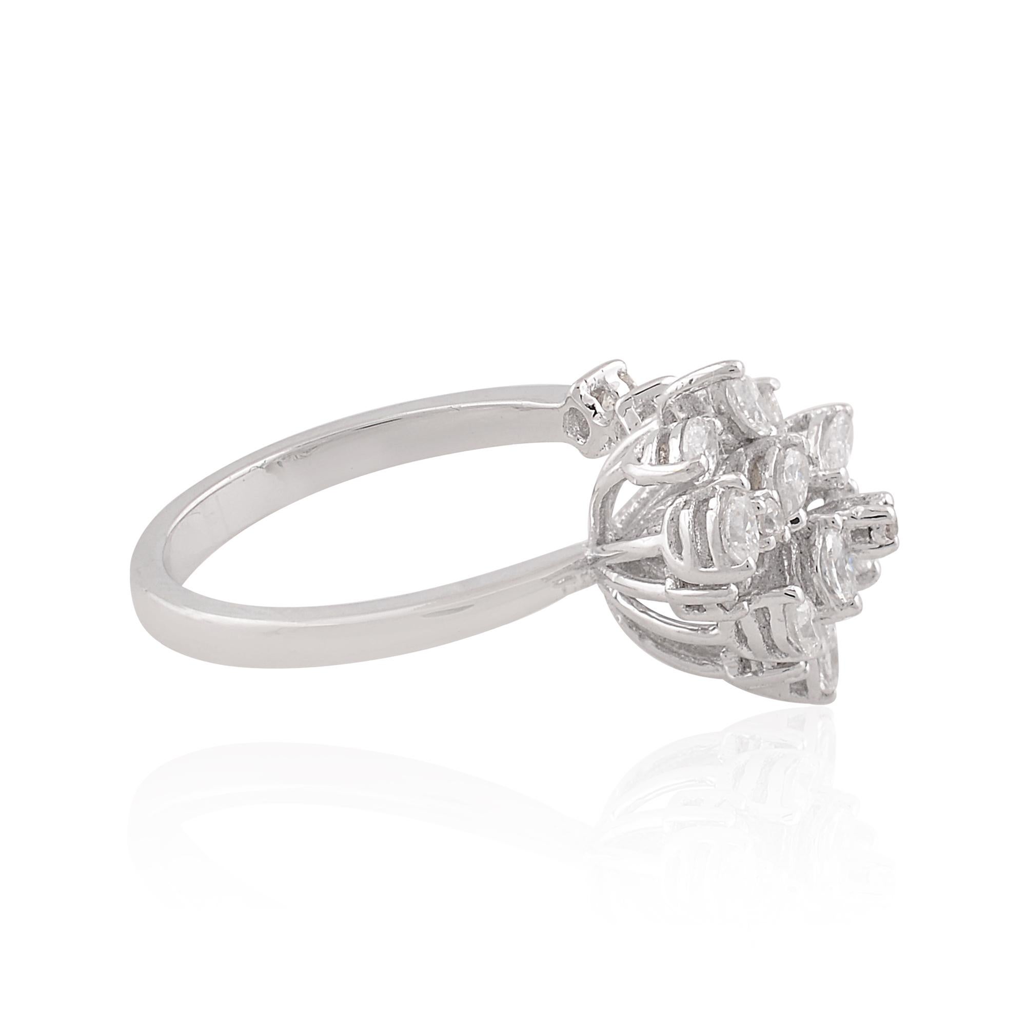 in vendita:  0,8 carati SI/HI Marquise Pear Round Diamond Ring Gioielli in oro bianco 18 carati 2