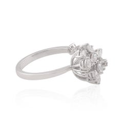 0.8 Ct SI/HI Marquise Pear Round Diamond Cuff Ring 18 Karat White Gold Jewelry