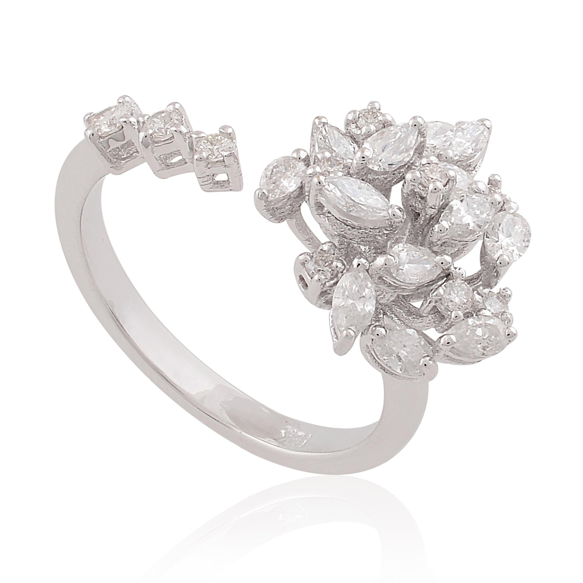 in vendita:  0,8 carati SI/HI Marquise Pear Round Diamond Ring Gioielli in oro bianco 18 carati 4