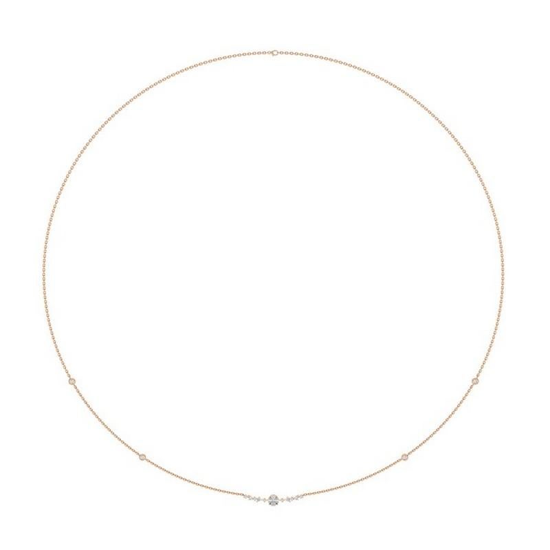 Überblick:
Die zarte Halskette der Small Chain Collection ist ein charmantes und elegantes Schmuckstück mit 0,84 Karat runden Diamanten, die in 18 Karat Roségold gefasst sind. Dieses Collier kombiniert die Wärme von Roségold mit dem Glanz von
