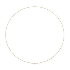Collier délicat collection petite chaîne en or rose 18 carats avec diamants ronds de 0,8 carat poids total