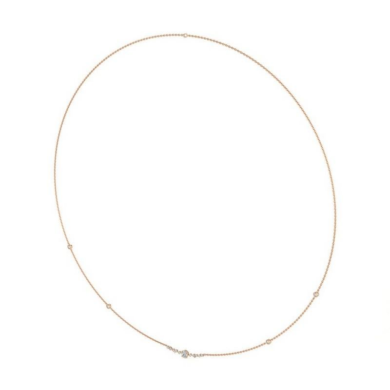 0.8 Karat runde Diamanten 18K Roségold Kleine Kette Kollektion Zarte Halskette (Moderne) im Angebot