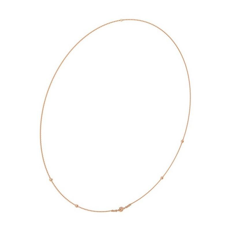 0.8 Karat runde Diamanten 18K Roségold Kleine Kette Kollektion Zarte Halskette (Rundschliff) im Angebot