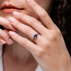 0,8 CTW Saphir- und Diamant-Verlobungsring, zweifarbig, aus 14-karätigem Massivgold