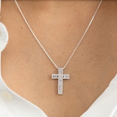 IGI Certified 0.80tcw Baguette & Round Diamond Cross Pendant in 18K White Gold
