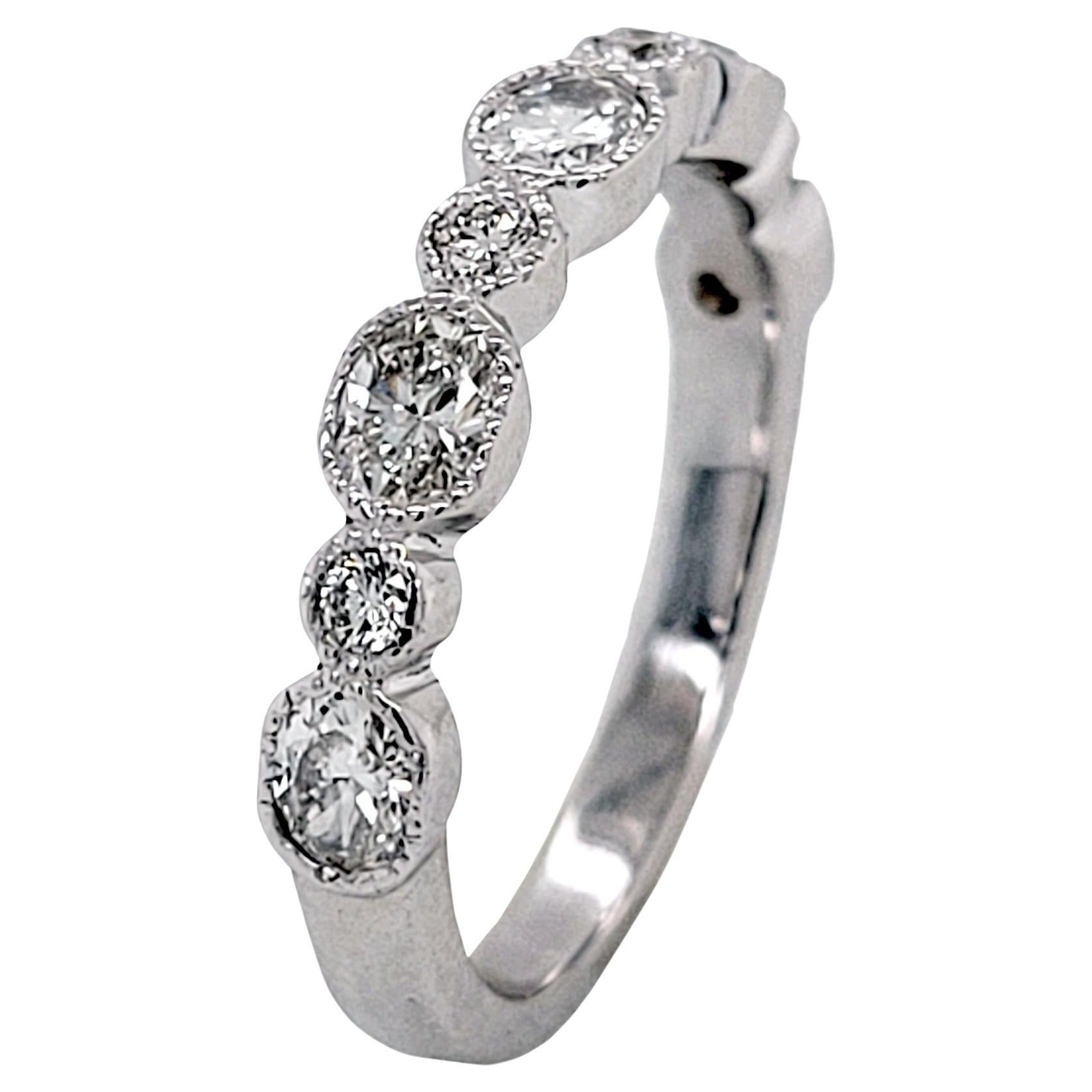 0.80 Carat Antique Style Oval/Round Diamond 18 Karat Gold Anniversary Ring