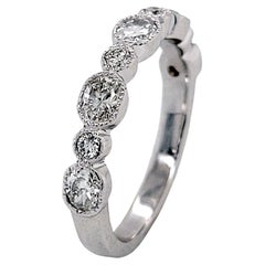 0,80 Karat Antiker Stil Oval/Rund Diamant 18 Karat Gold Jahrestag-Ring