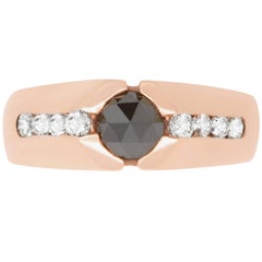 0.80 Carat Black Diamond and 0.48 Carat Diamond Men
s Ring