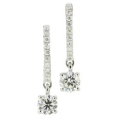 0.80 Carat Brilliant Cut Diamond Hoop and Drop Earrings