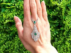 0.80 Carat Colombian Emerald Seed Pearl and 2.26 Carat Diamond Platinum Pendant