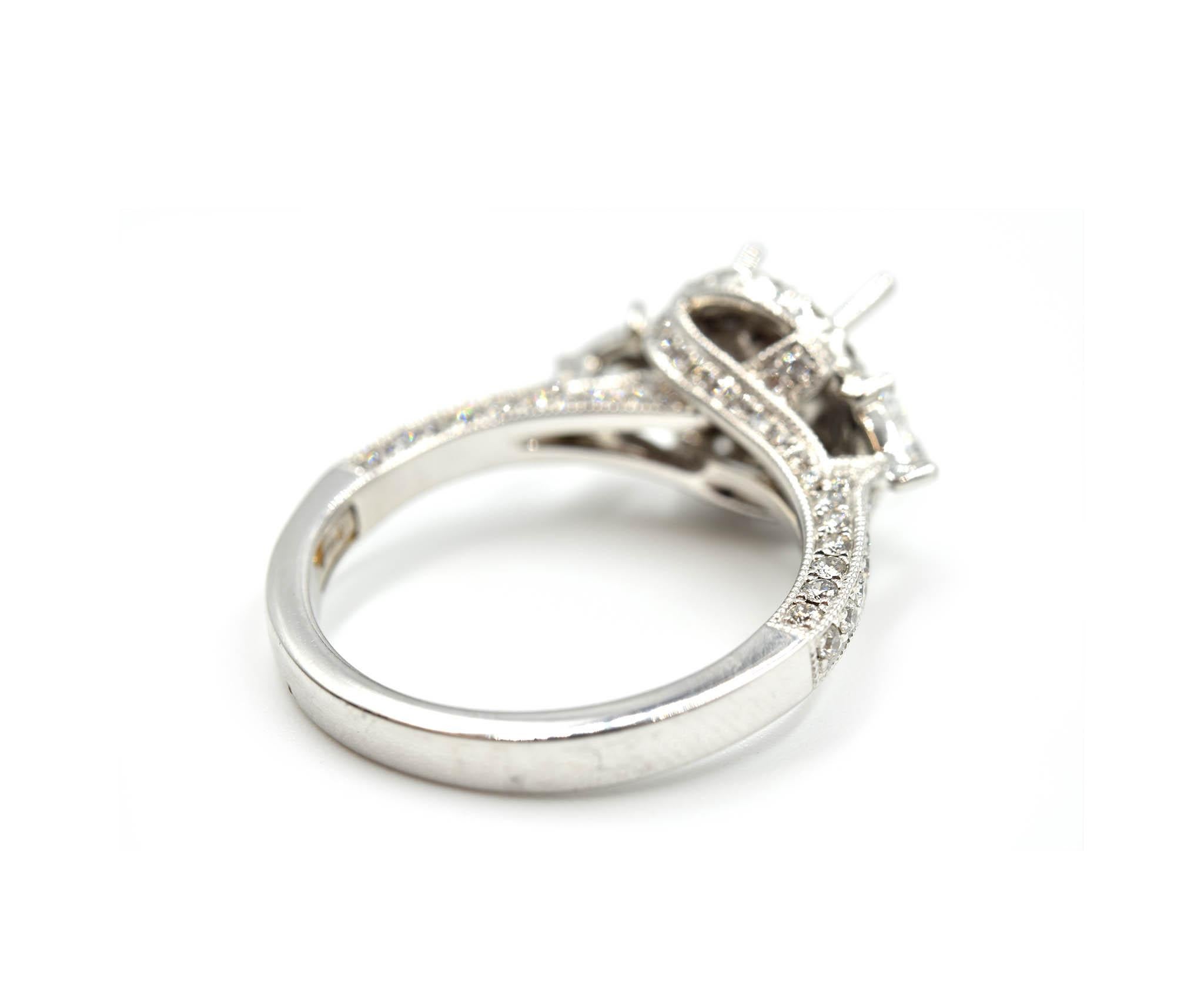 Women's 0.80 Carat Diamond 14 Karat White Gold Semi-Mount Engagement Ring