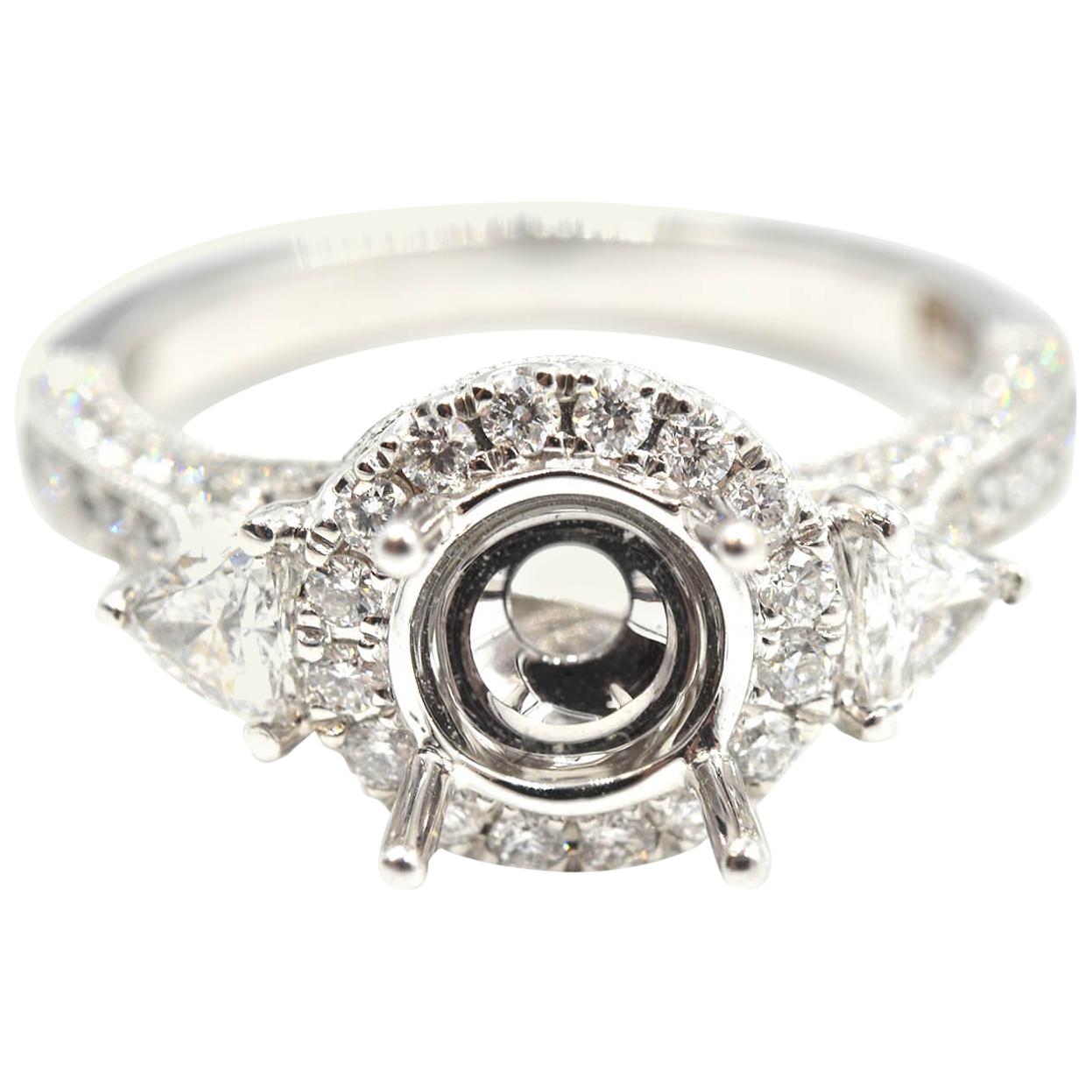 0.80 Carat Diamond 14 Karat White Gold Semi-Mount Engagement Ring