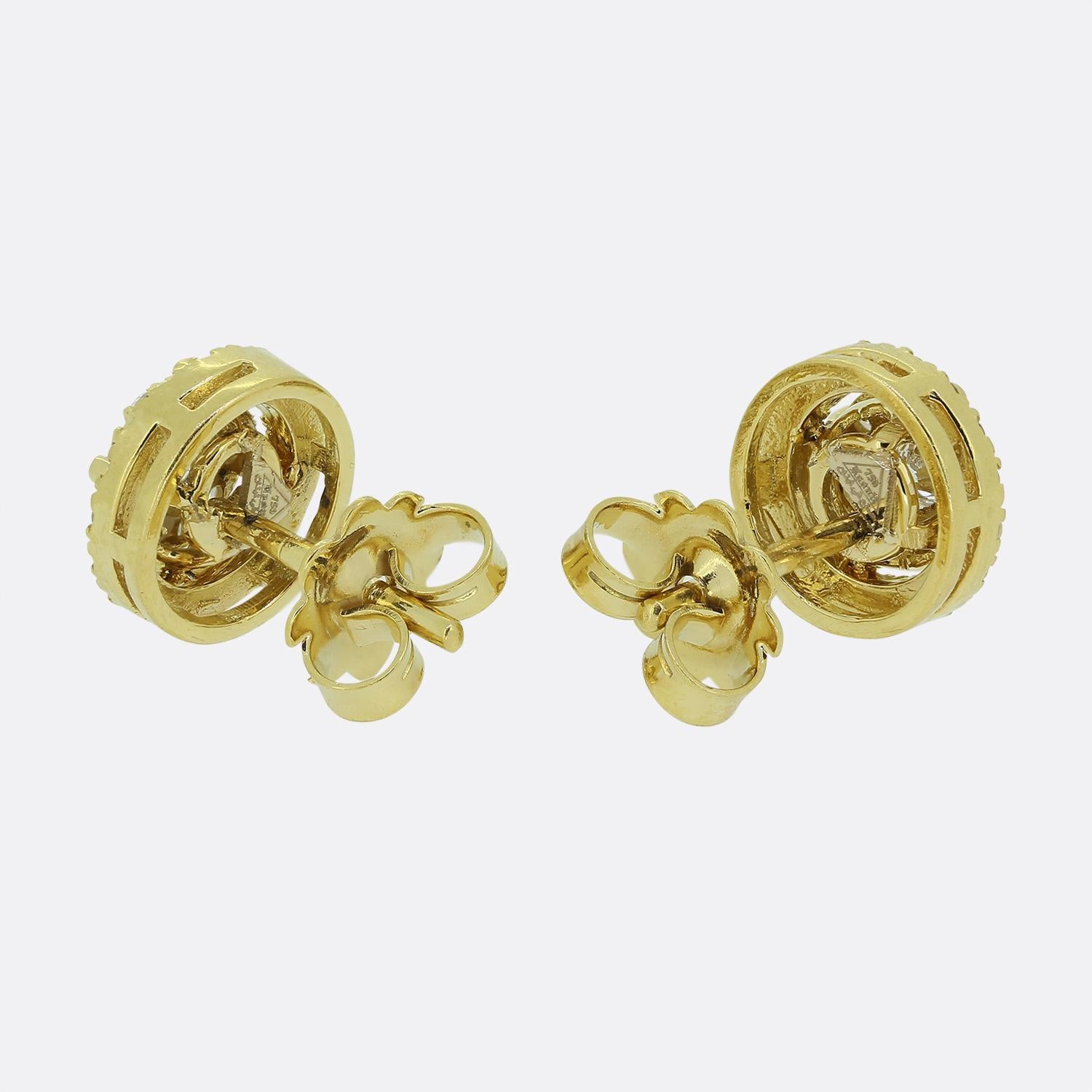 Brilliant Cut 0.80 Carat Diamond Cluster Earrings For Sale