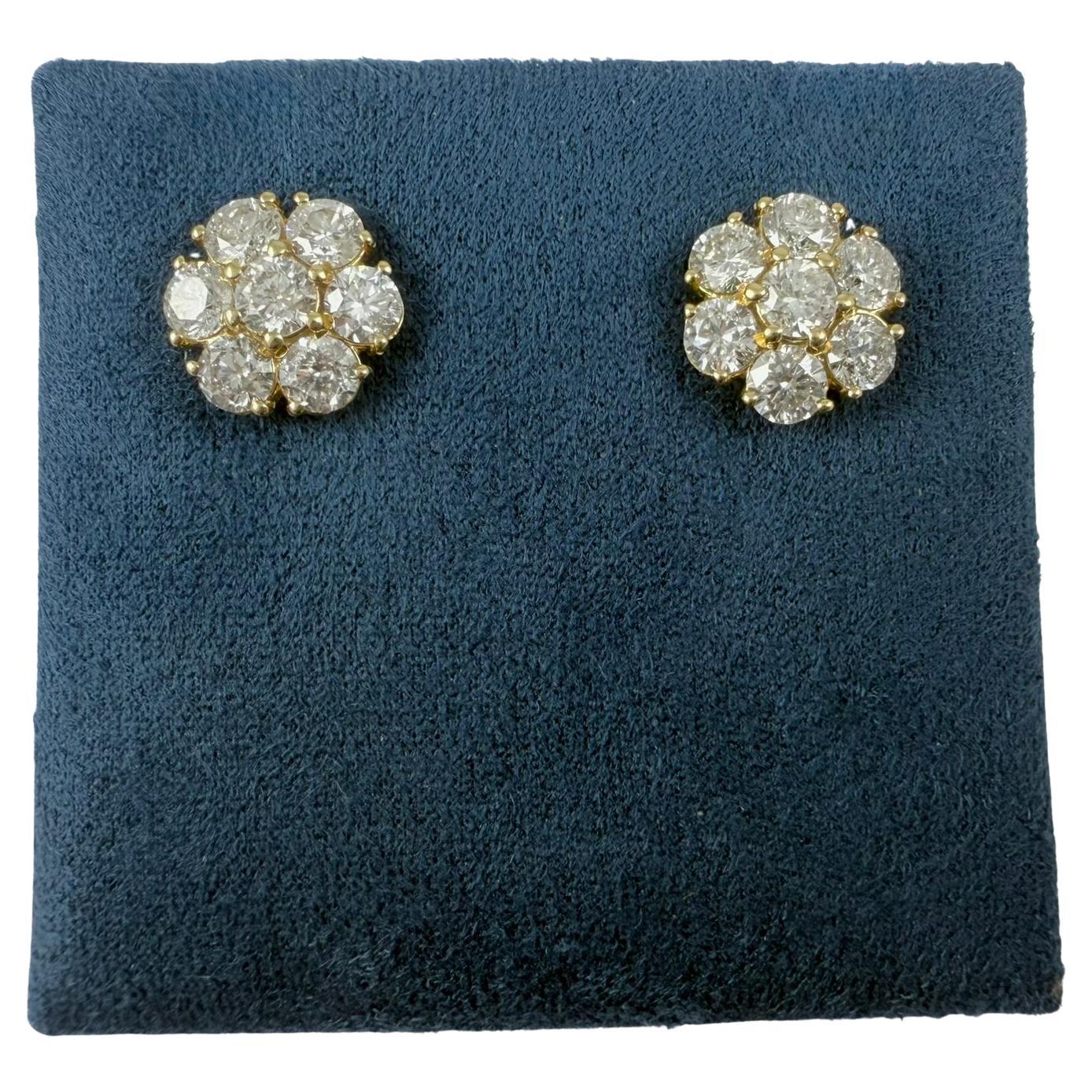0,80 Karat Diamant-Cluster-Ohrringe aus 14K Gelbgold