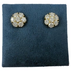 0,80 Karat Diamant-Cluster-Ohrringe aus 14K Gelbgold