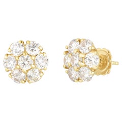 Orecchini a grappolo con diamanti da 0,80 carati in oro giallo 14K