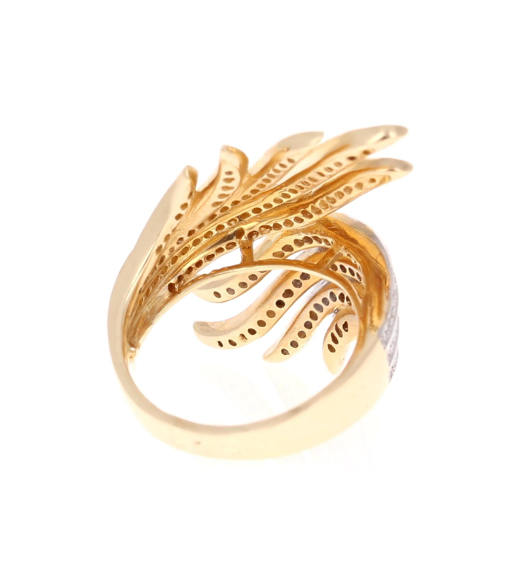 Round Cut Natural Fancy Colored Diamond Yellow Gold Cocktail Ring For Sale