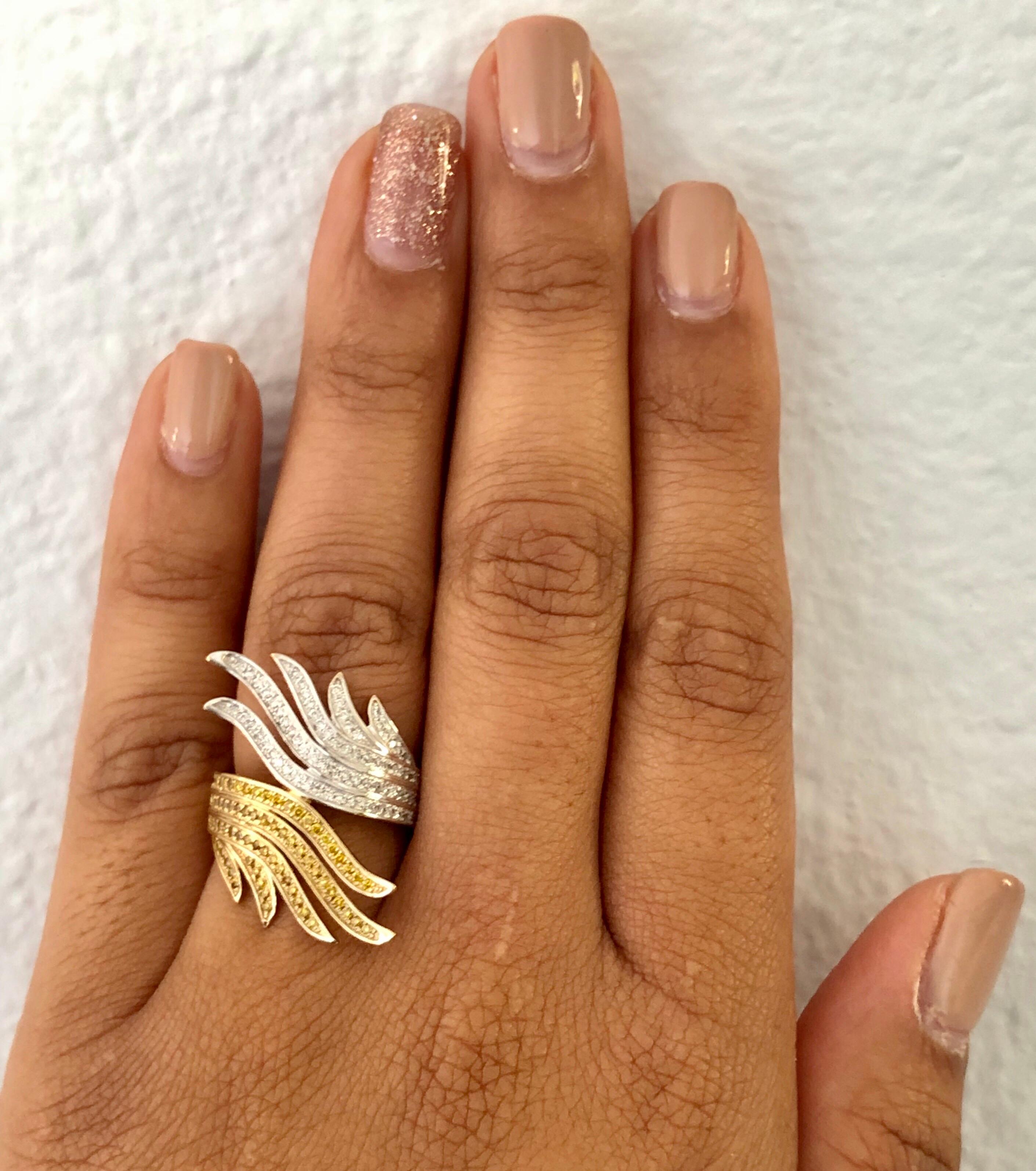 Women's Natural Fancy Colored Diamond Yellow Gold Cocktail Ring For Sale