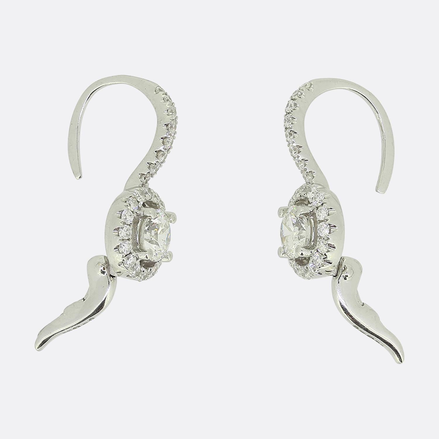 Brilliant Cut 0.80 Carat Diamond Drop Earrings For Sale
