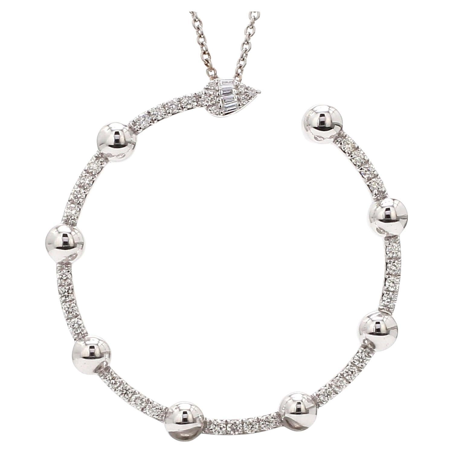 0,80 Carati Diamante Pave Collana in oro bianco 18 carati Gioielli fatti a mano