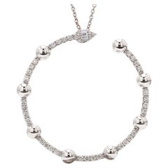 Collier pendentif en or blanc 18 carats avec pavé de diamants de 0,80 carat, fabrication artisanale