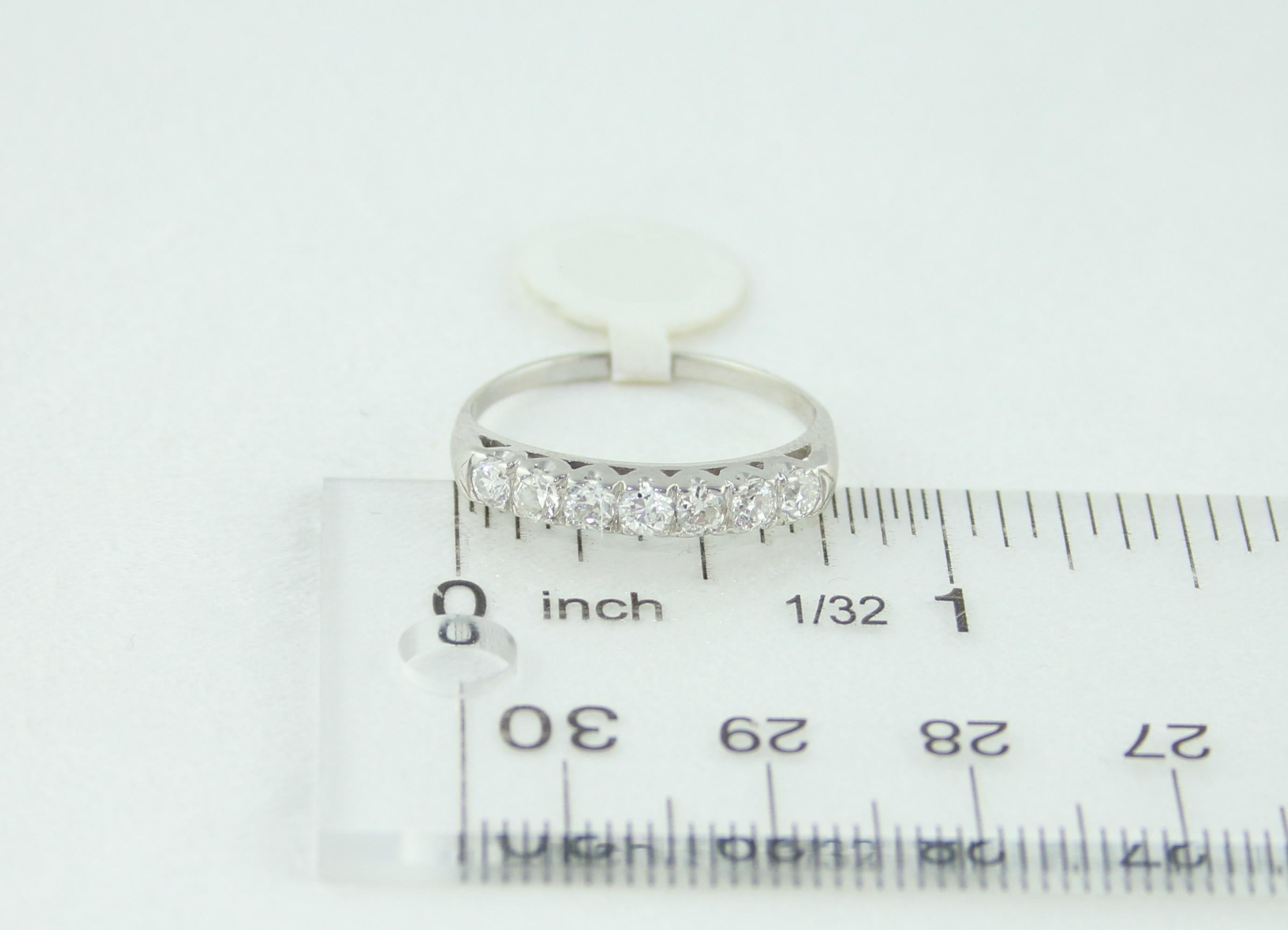 Women's 0.80 Carat Diamond Platinum Seven-Stone Half Band Ring For Sale