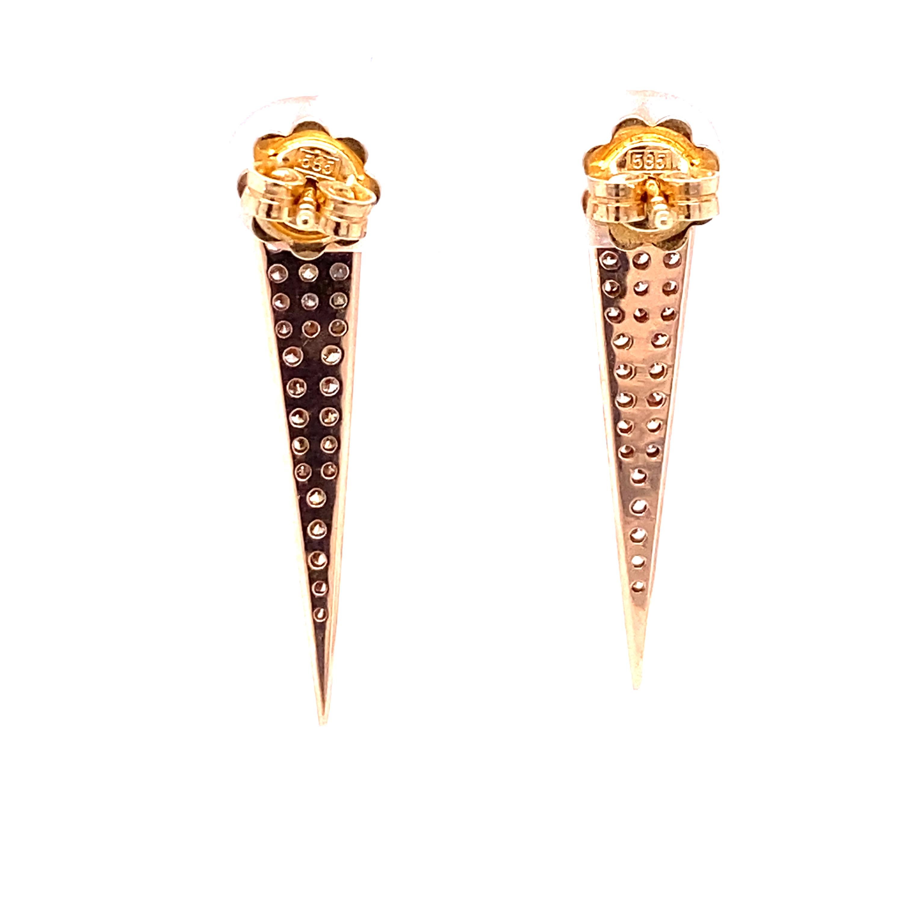 0.80 Carat Diamond Rose Gold Earrings In New Condition For Sale In Los Angeles, CA