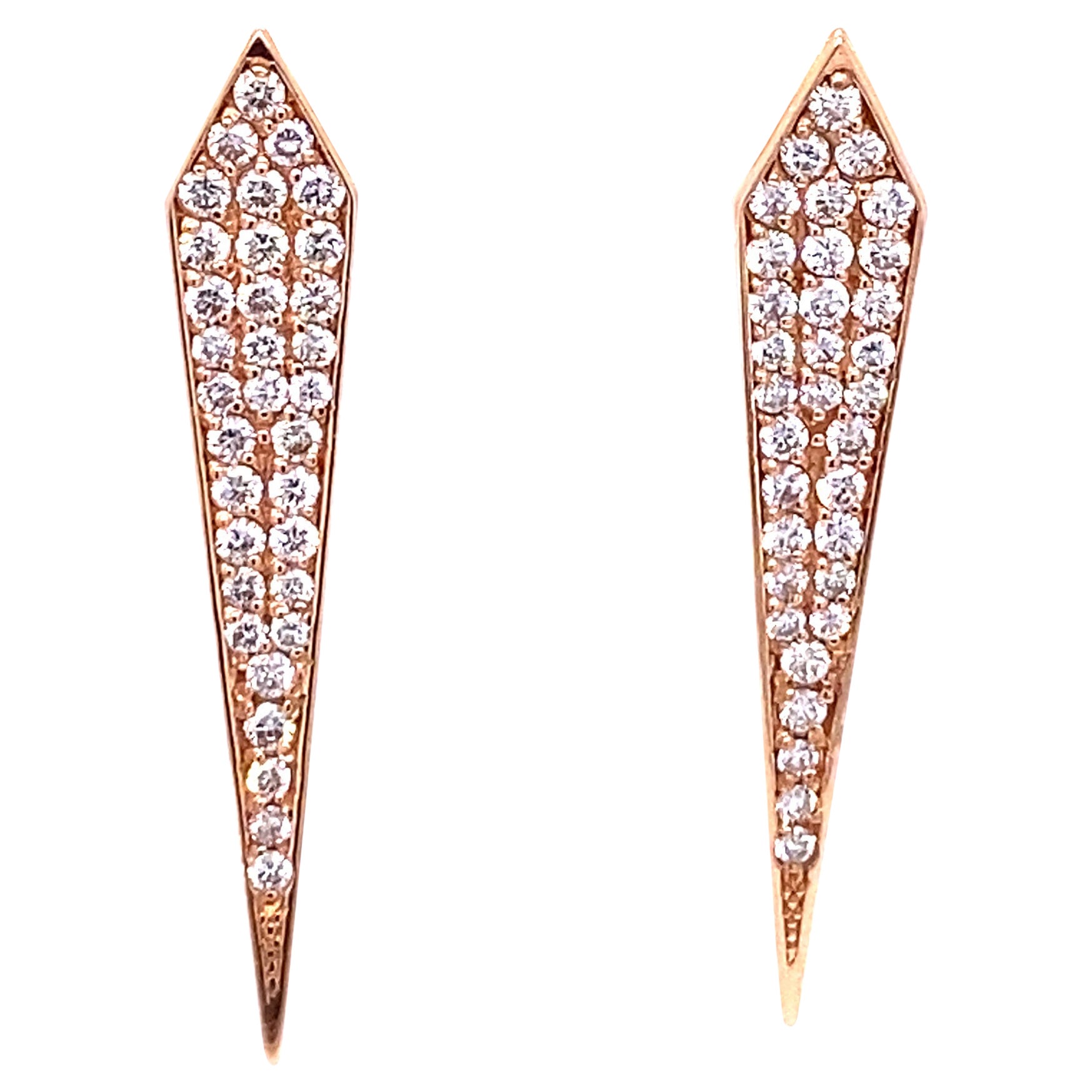 0.80 Carat Diamond Rose Gold Earrings For Sale