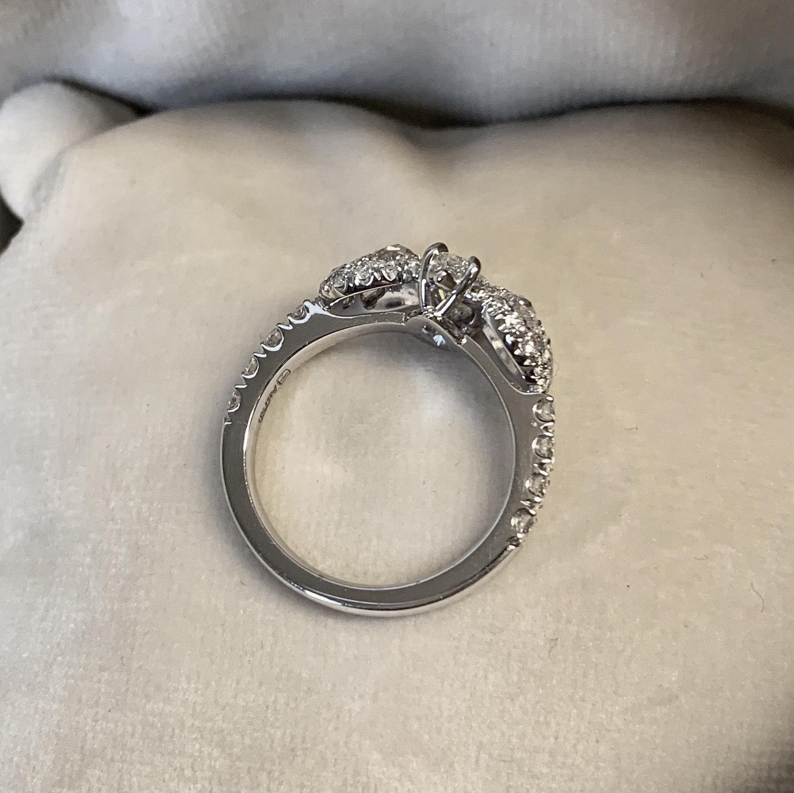 0.80 Carat E Loupe Clean Marquise Shape Diamond Pave Ring 3
