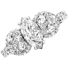 0.80 Carat E Loupe Clean Marquise Shape Diamond Pave Ring