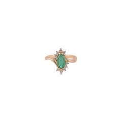 0.80 Carat Emerald & Diamond  Ring 18Karat Yellow Gold
