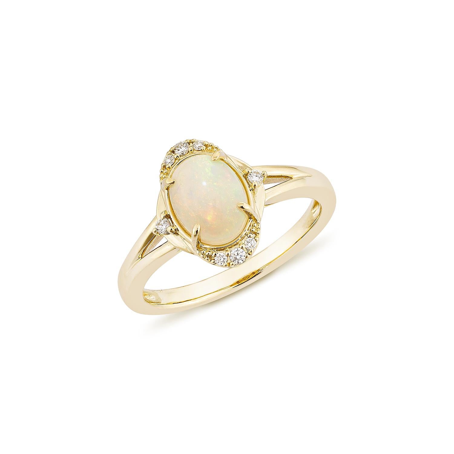Sunita Nahata 0,80 Karat äthiopischer Opal Fancy Ring in 14KYG mit weißem Diamant. (Zeitgenössisch) im Angebot