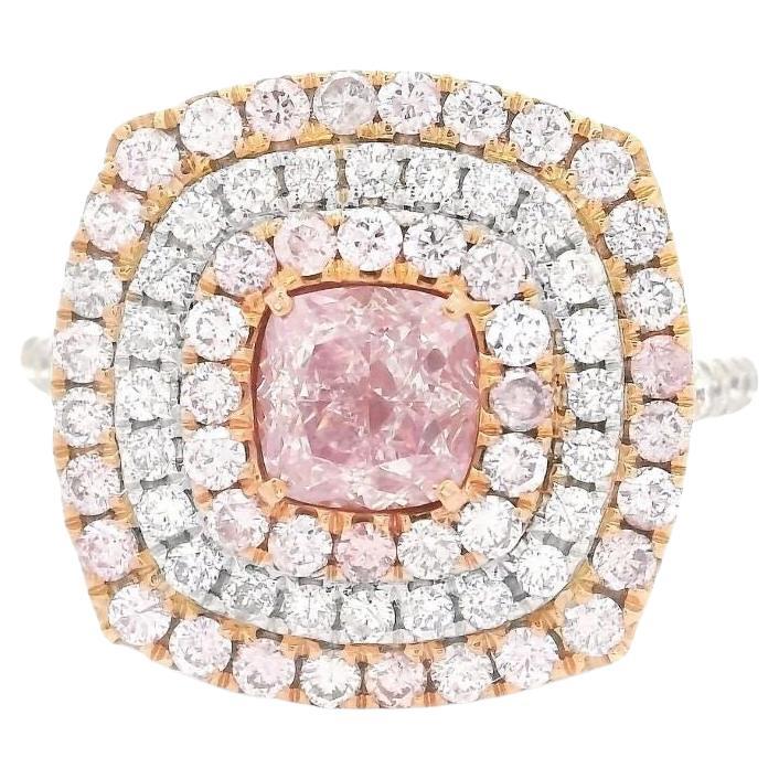  0.80 Carat Faint Pinkish Brown Diamond Ring SI1 Clarity GIA Certified For Sale