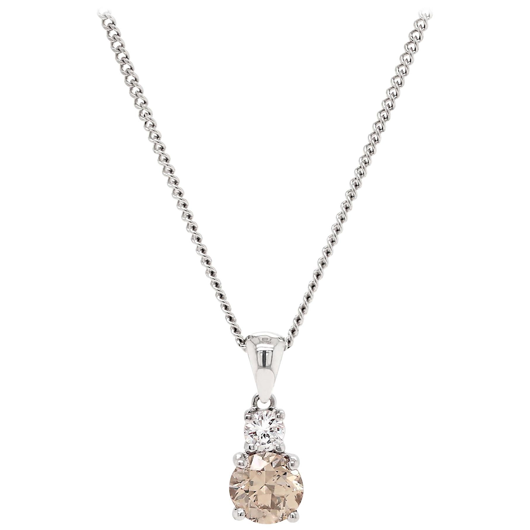 0.80 Carat Fancy Brown Diamond 18 Carat White Gold Two-Stone Pendant