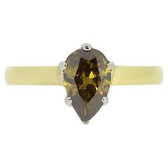 0.80 Carat Fancy Golden Brown Diamond Solitaire Ring