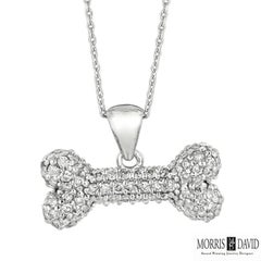 0.80 Carat Natural Diamond Bone Necklace 14 Karat White Gold G SI Chain
