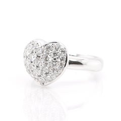 0.80 Carat Natural Diamond Cluster Heart Ring Set in 18k White Gold