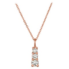 0.80 Carat Natural Diamond Necklace Pendant 14 Karat Rose Gold G SI Chain