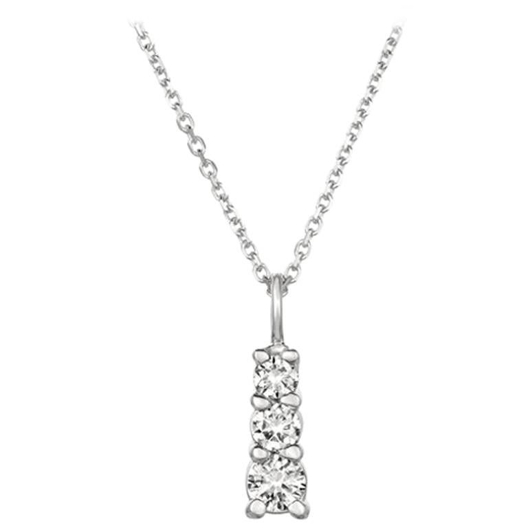 0.80 Carat Natural Diamond Necklace Pendant 14 Karat White Gold G SI Chain