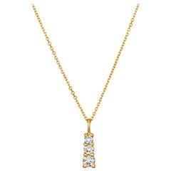 0.80 Carat Natural Diamond Necklace Pendant 14 Karat Yellow Gold G SI Chain